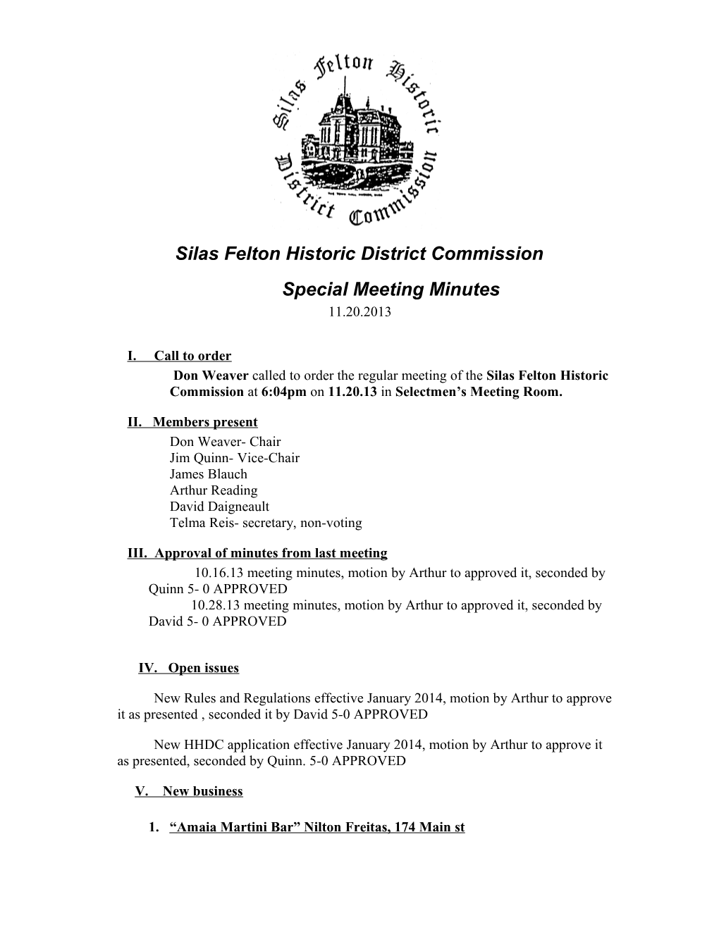 Silas Felton Historic District Commission