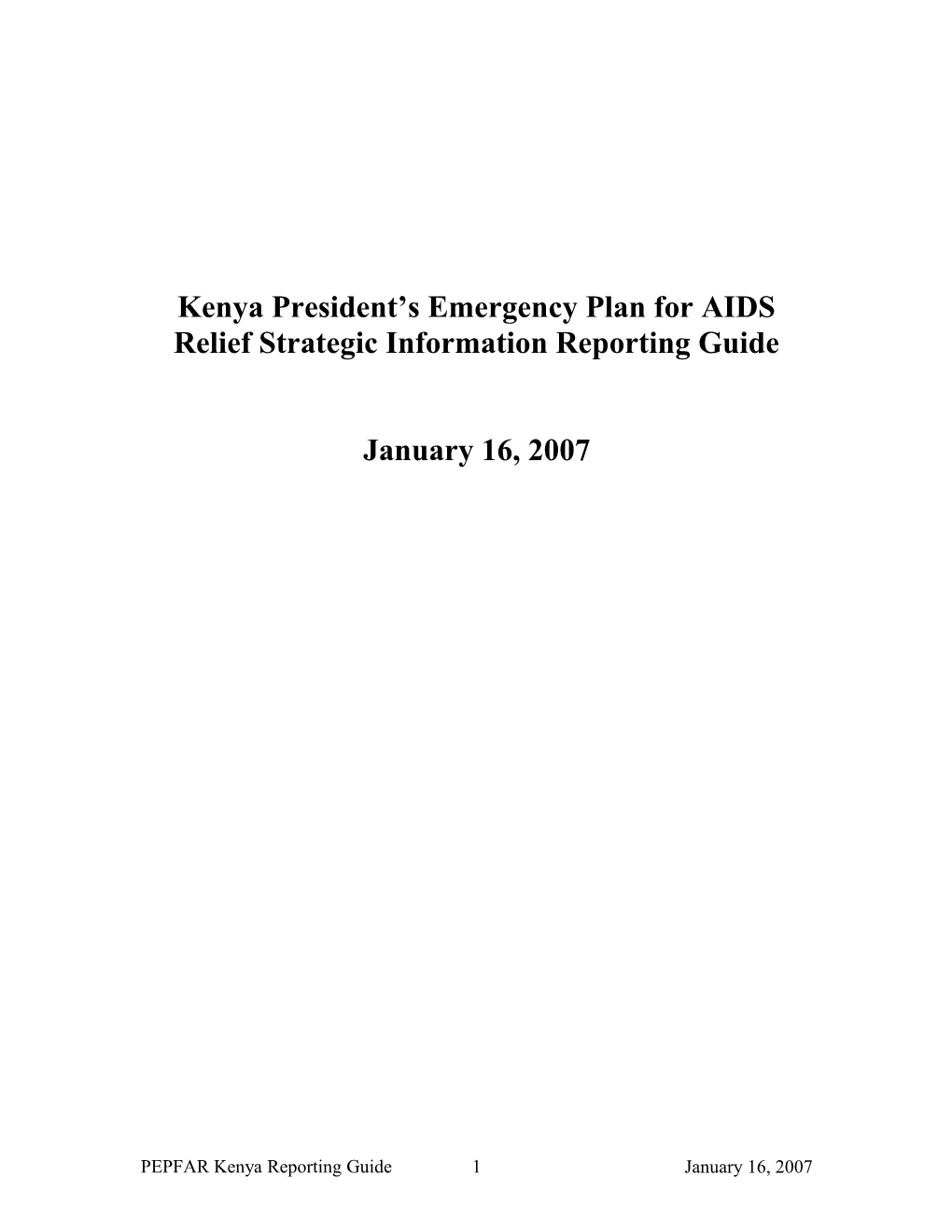Kenya Emergency Plan Strategic Information Guide