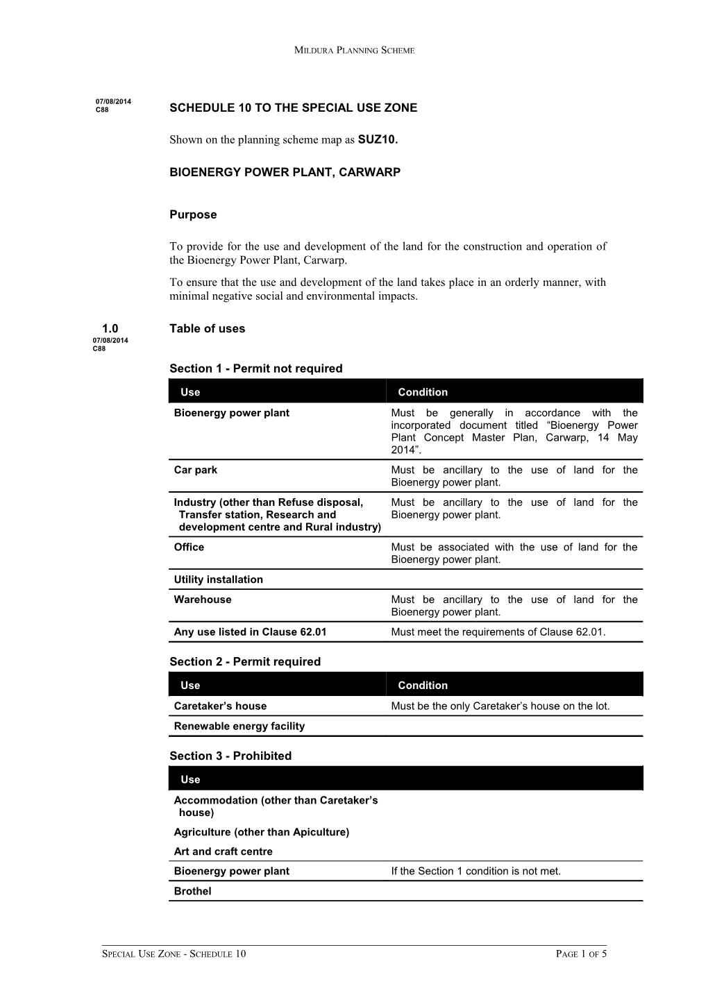 Shown on the Planning Scheme Map As SUZ10