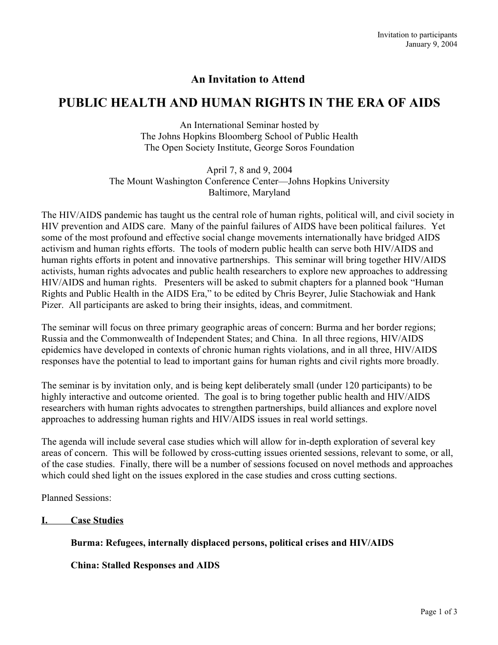 Public Health and Human Rights in the Era of Aids