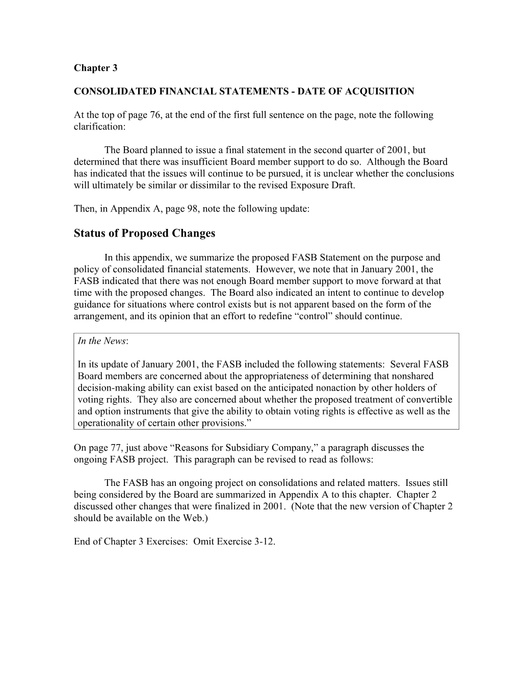 Consolidated Financial Statements - Date of Acquisition