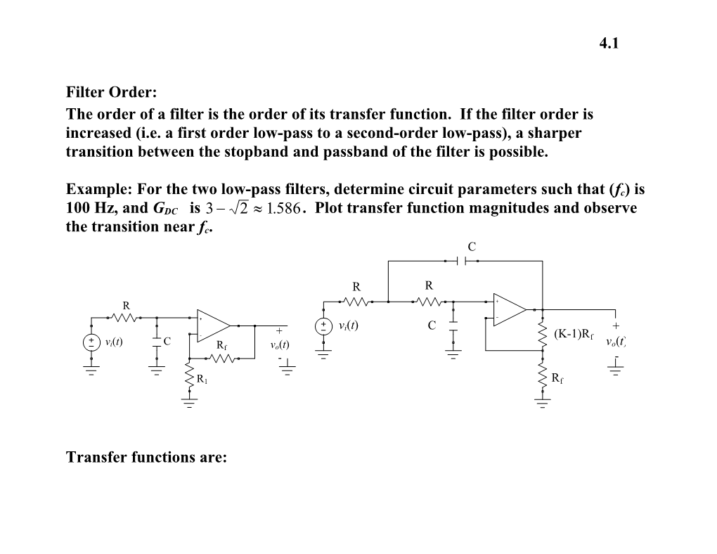 First-Order Filter: Second Order Filter