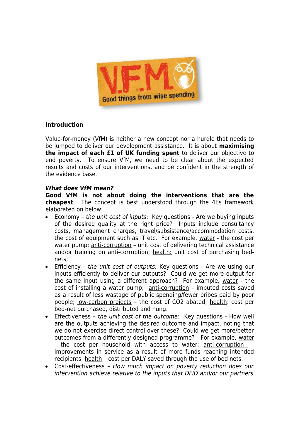 What Does Vfm Mean?