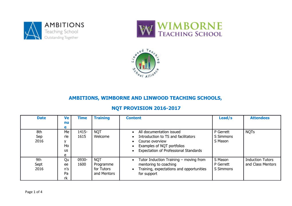 Ambitions, Wimborne and Linwood Teaching Schools