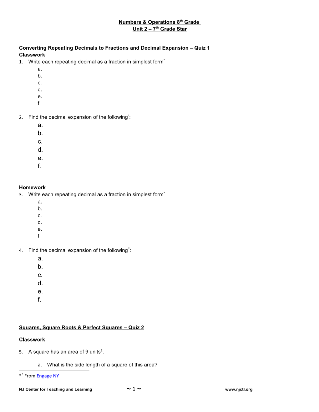 Numbers & Operations 8Th Grade