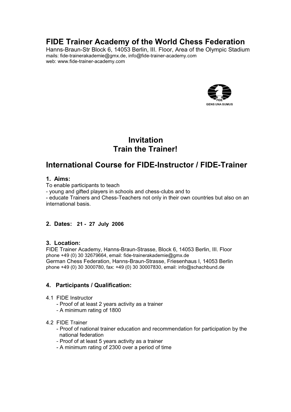 FIDE Trainer Academy of the World Chess Federation