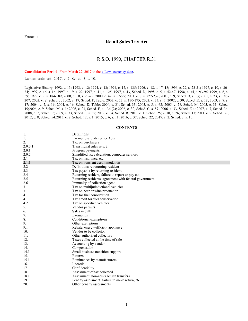 Retail Sales Tax Act, R.S.O. 1990, C. R.31