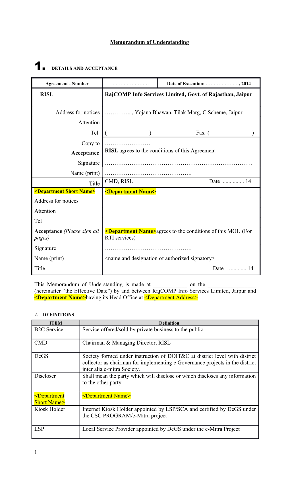 Memorandum of Understanding s20