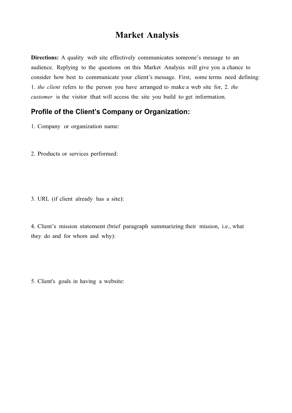 Profile of the Client S Company Or Organization