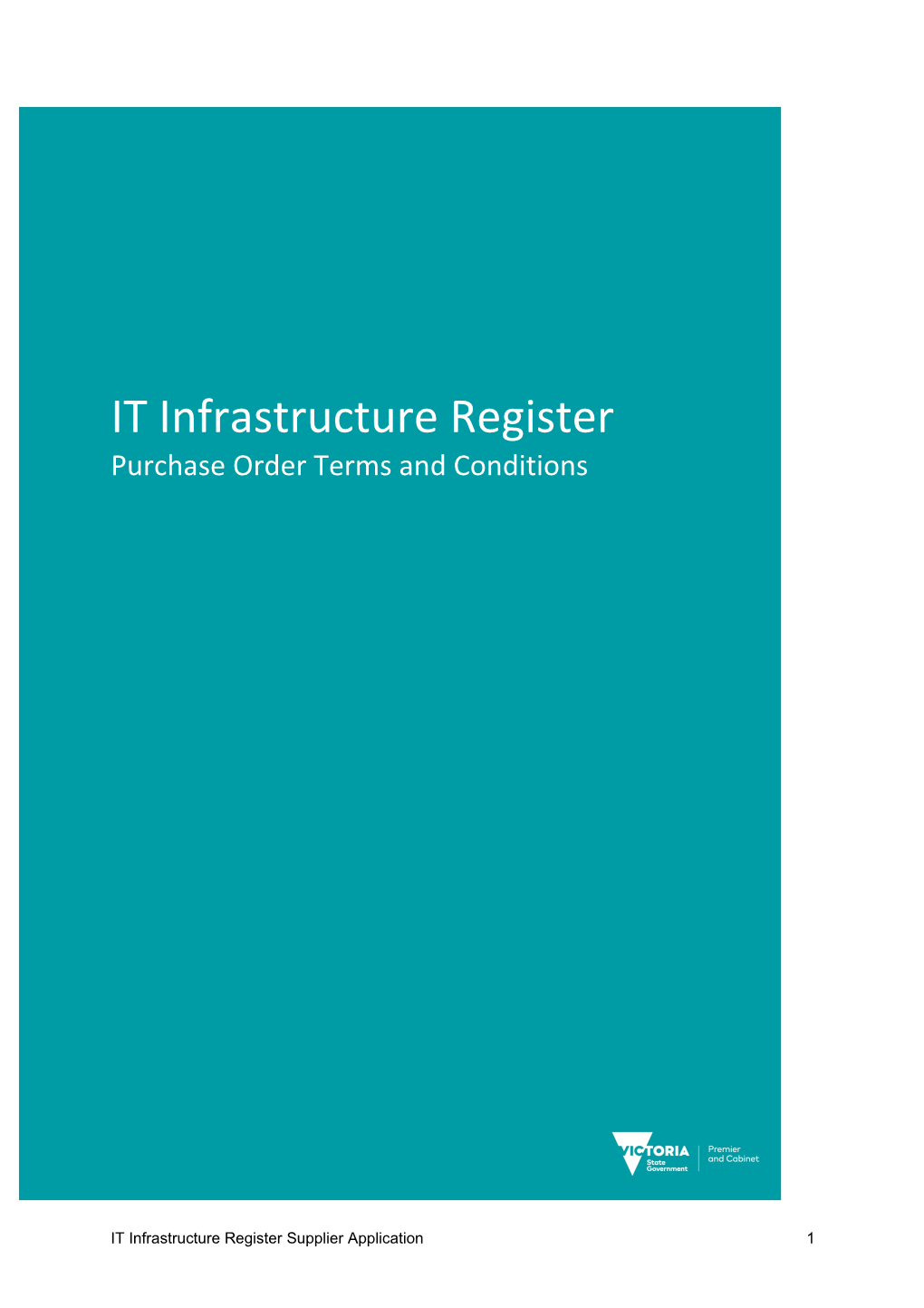 IT Infrastructure Register Supplier Application I