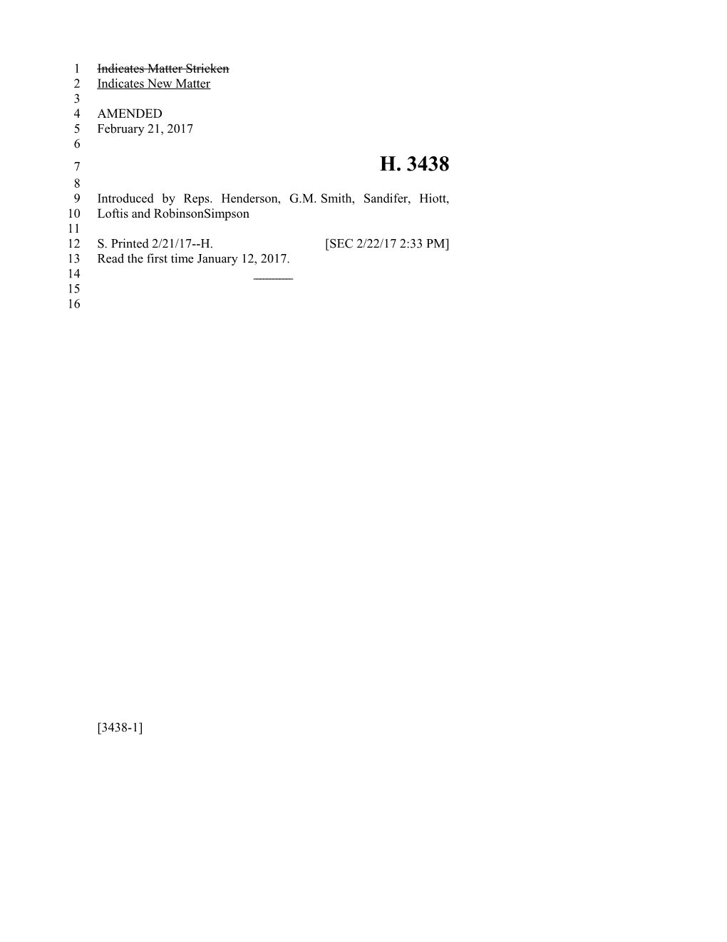 2017-2018 Bill 3438 Text of Previous Version (Feb. 22, 2017) - South Carolina Legislature Online