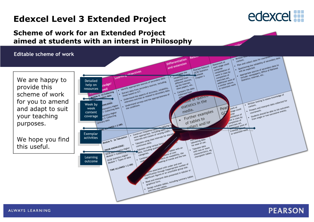 EPQ SOW - Aimed at Students with an Interest in Philosophy (2-Year Course)