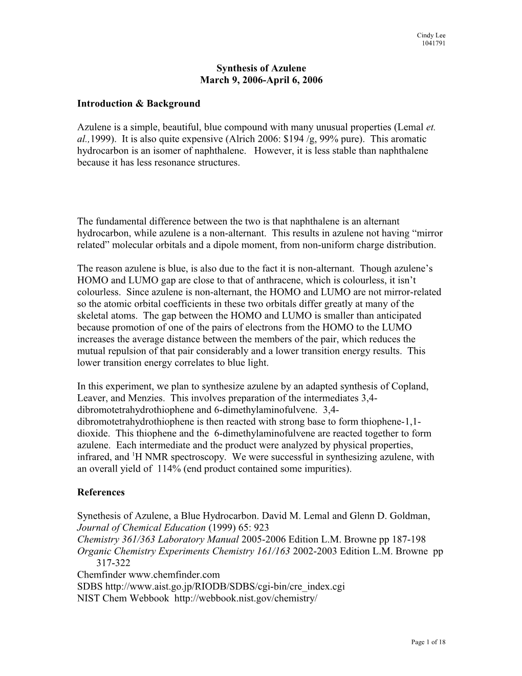 Synthesis of Azulene