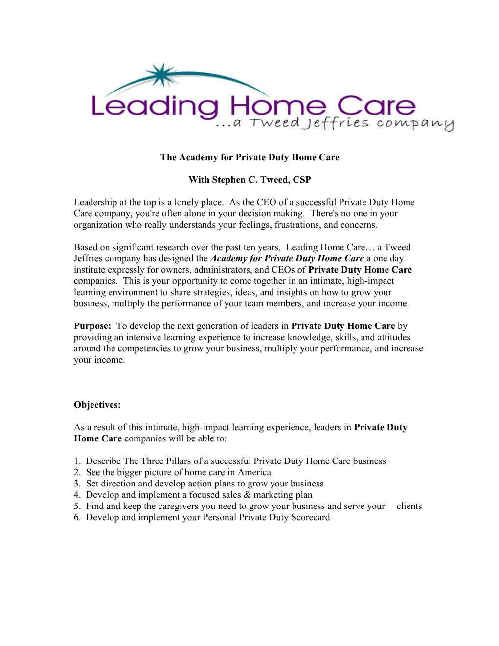 The Academy for Private Duty Home Care