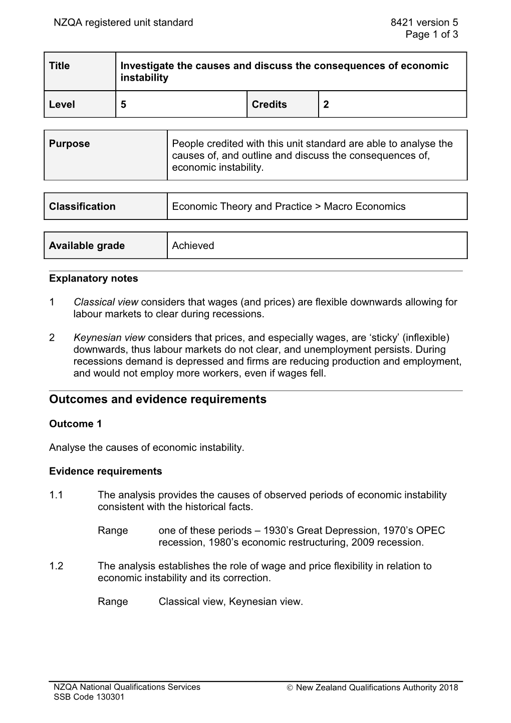 8421 Investigate the Causes and Discuss the Consequences of Economic Instability