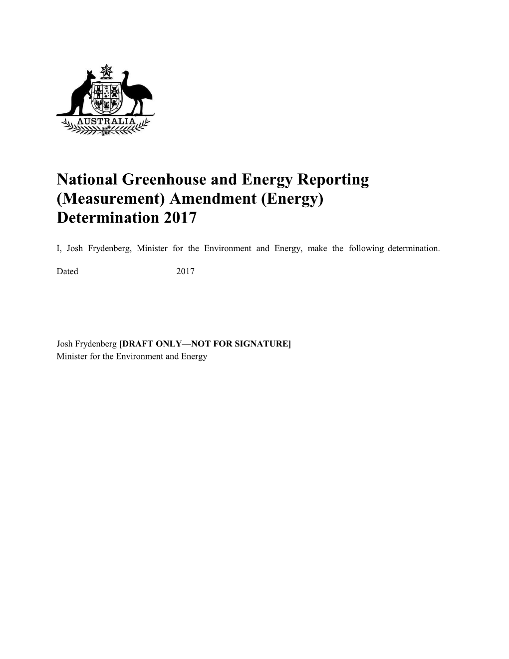 Exposure Draft - National Greenhouse and Energy Reporting (Measurement) Amendment (Energy)