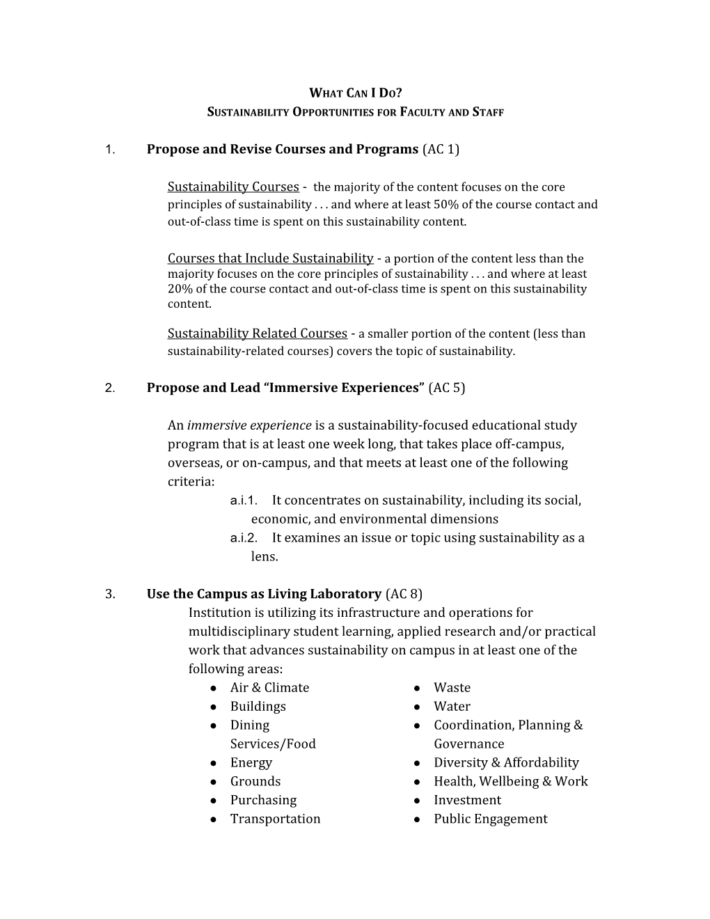 Sustainability Opportunities for Faculty and Staff