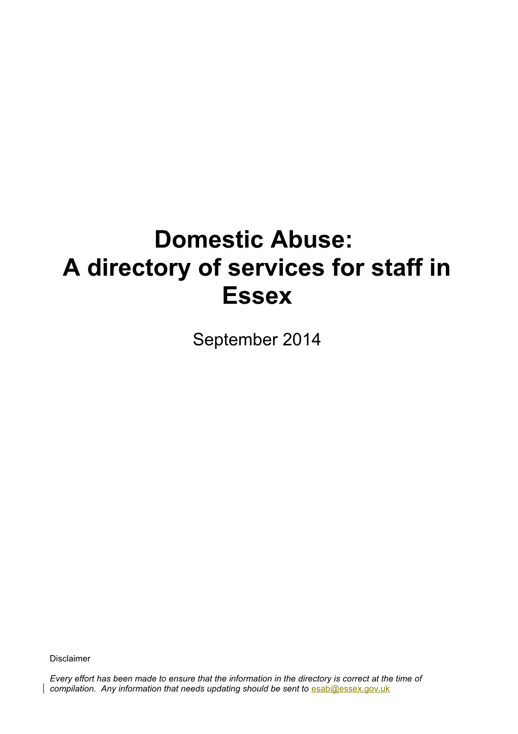 A Directory of Services for Staff in Essex