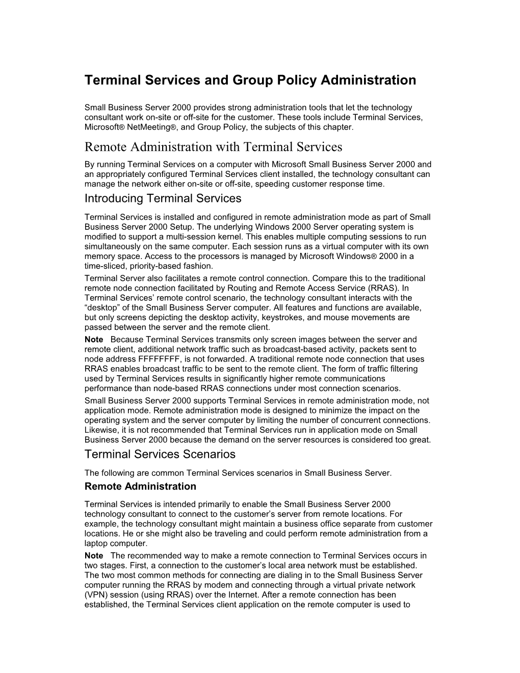 Terminal Services and Group Policy Administration
