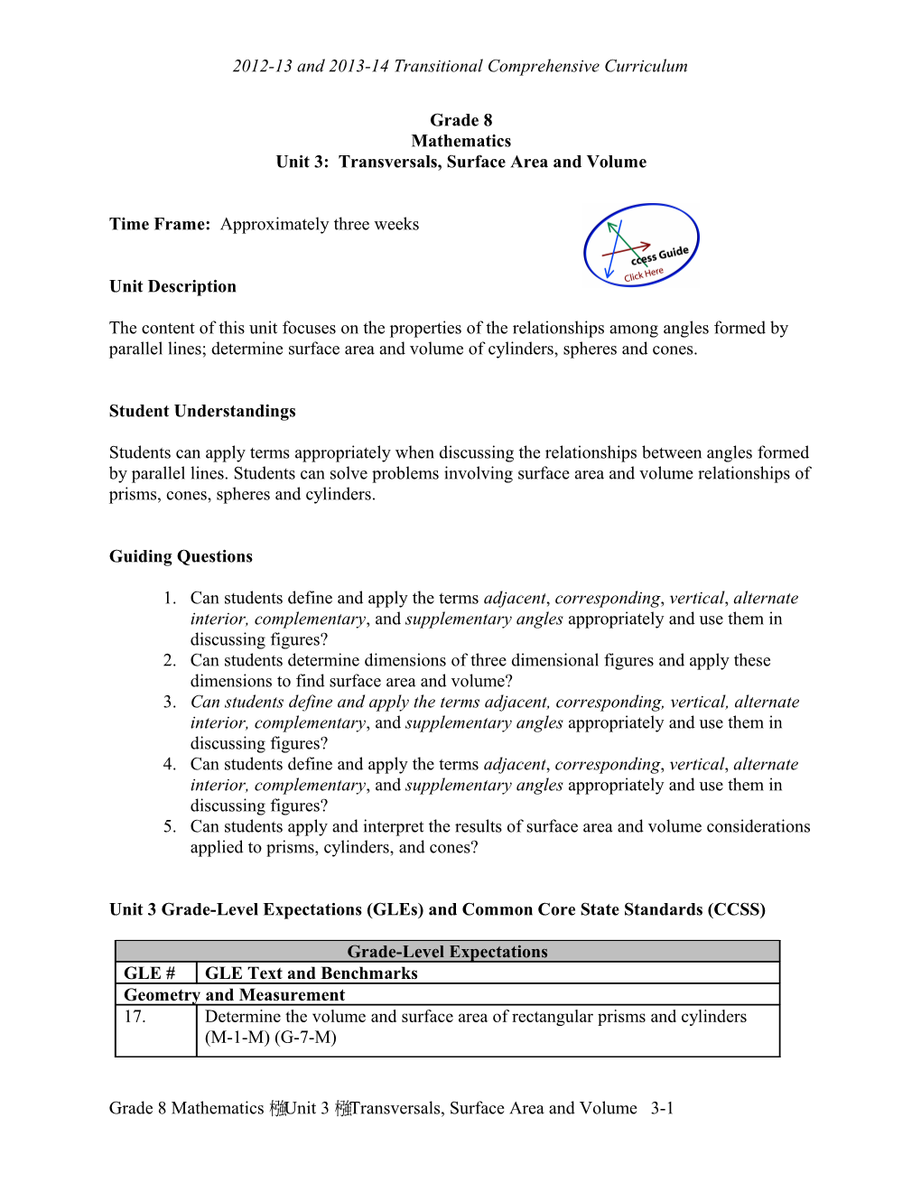 2012-13 and 2013-14 Transitional Comprehensive Curriculum s6