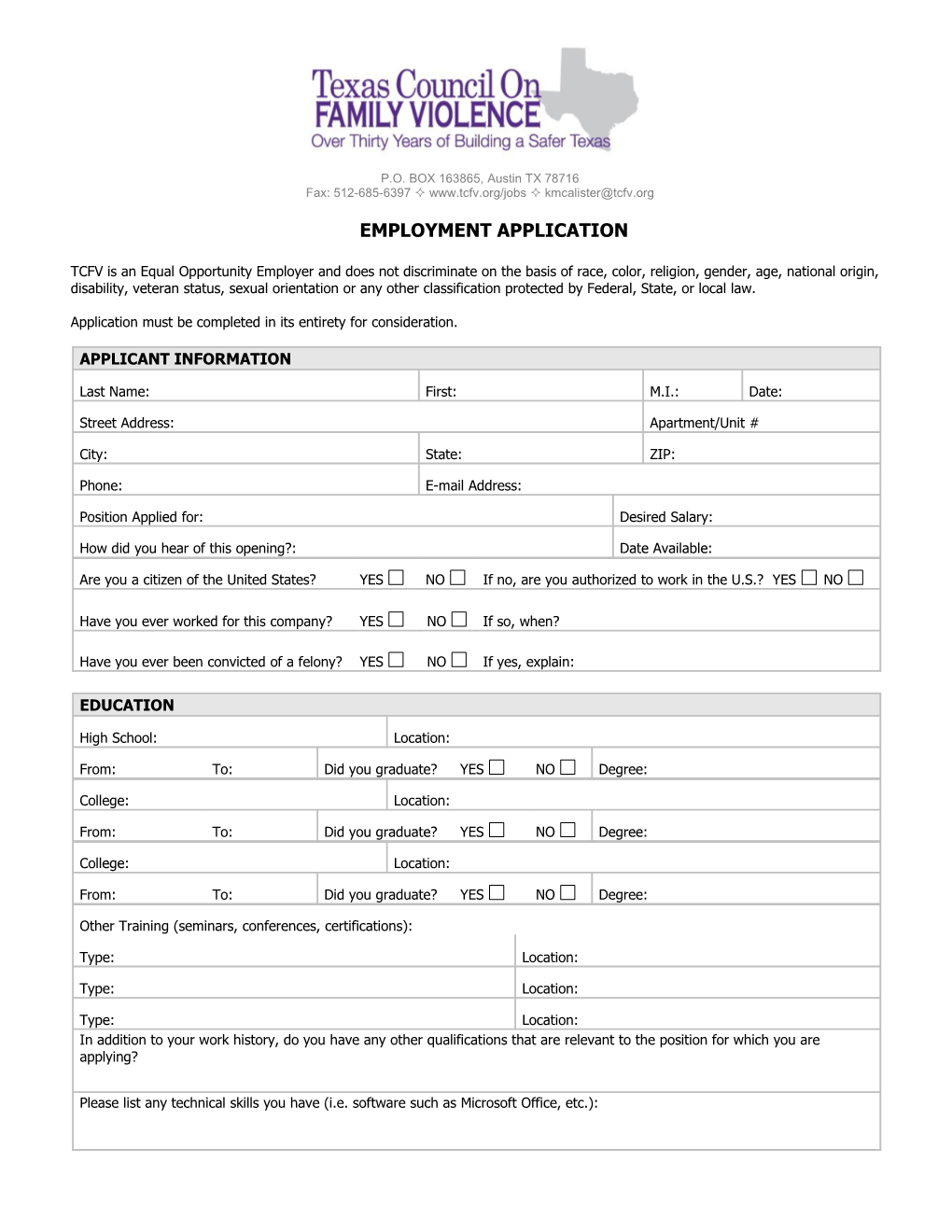 Employment Application s2