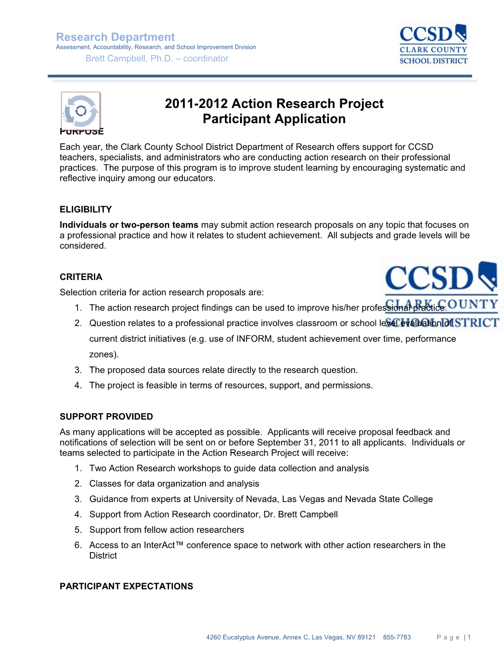 Selection Criteria for Action Research Proposals Are