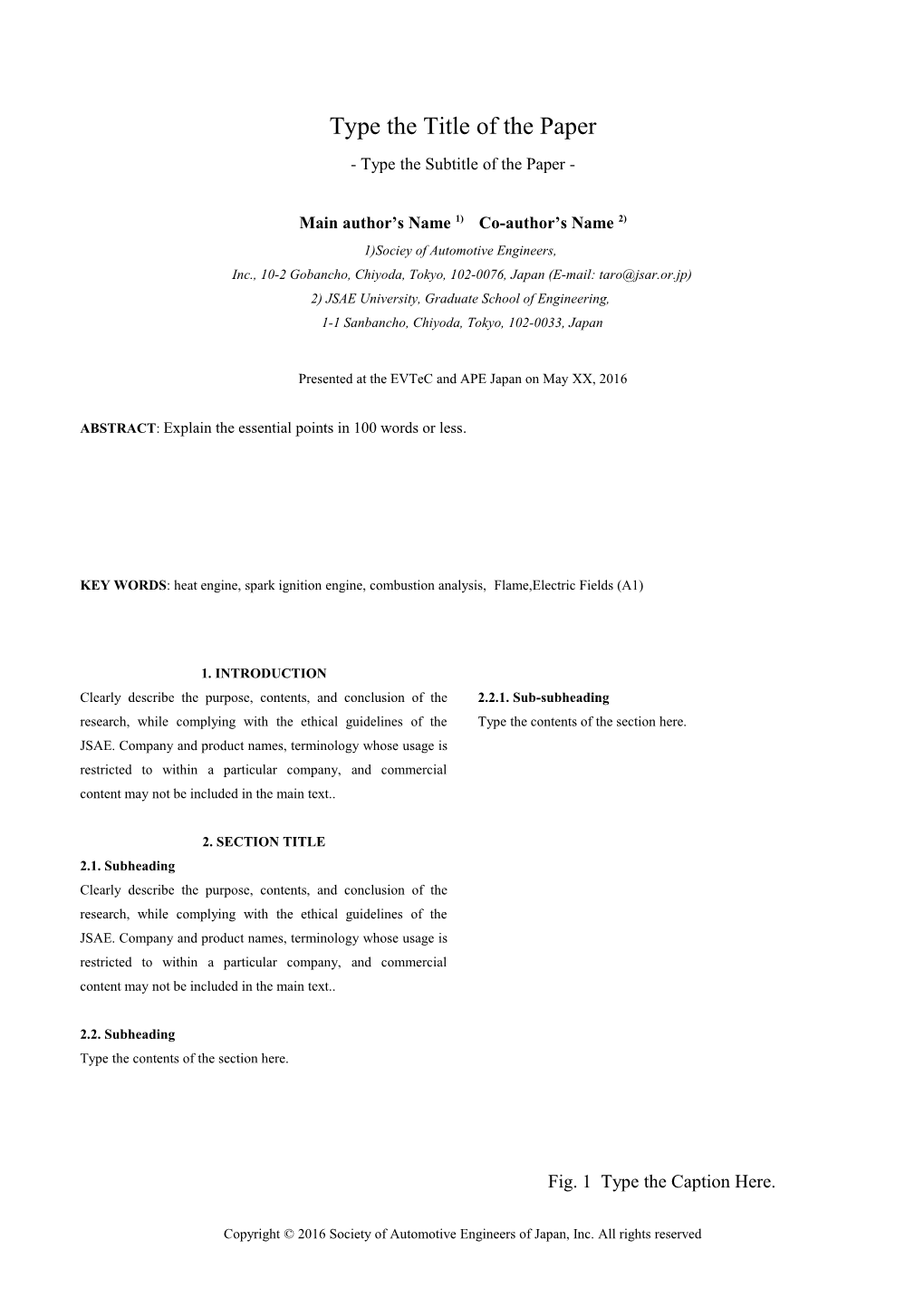 SAE Technical Paper Template