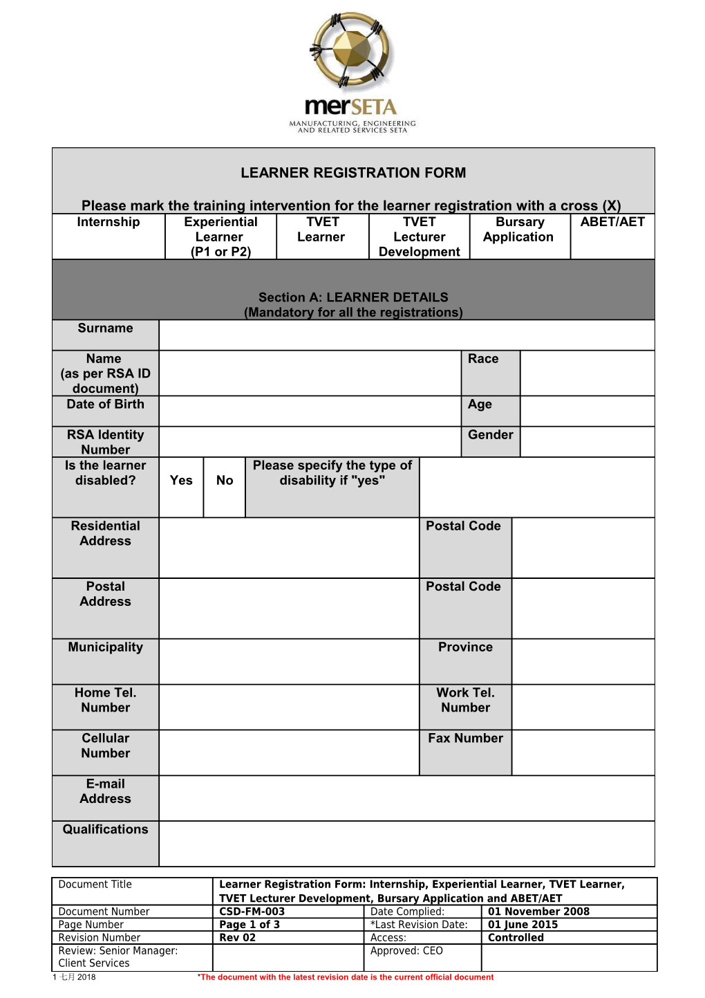 23 May 2016 *The Document with the Latest Revision Date Is the Current Official Document