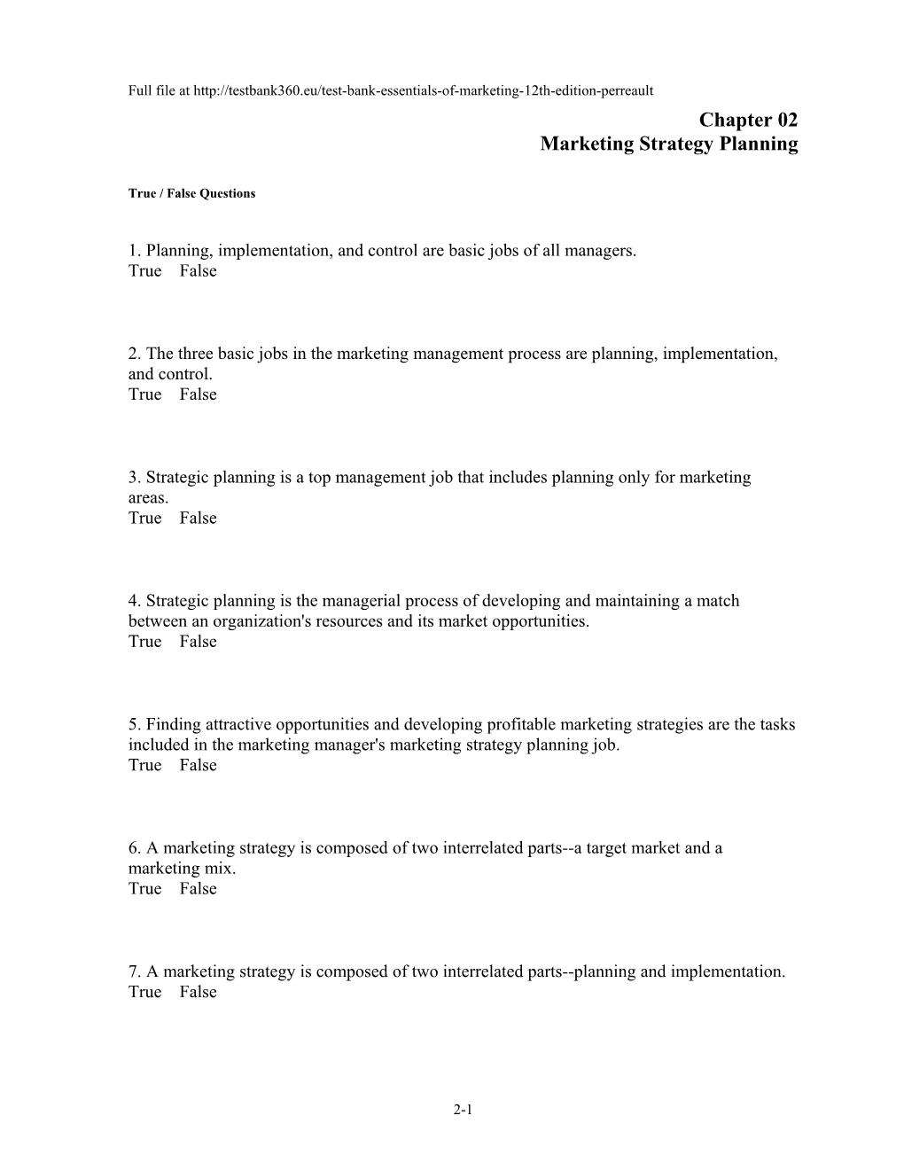 Chapter 02 Marketing Strategy Planning