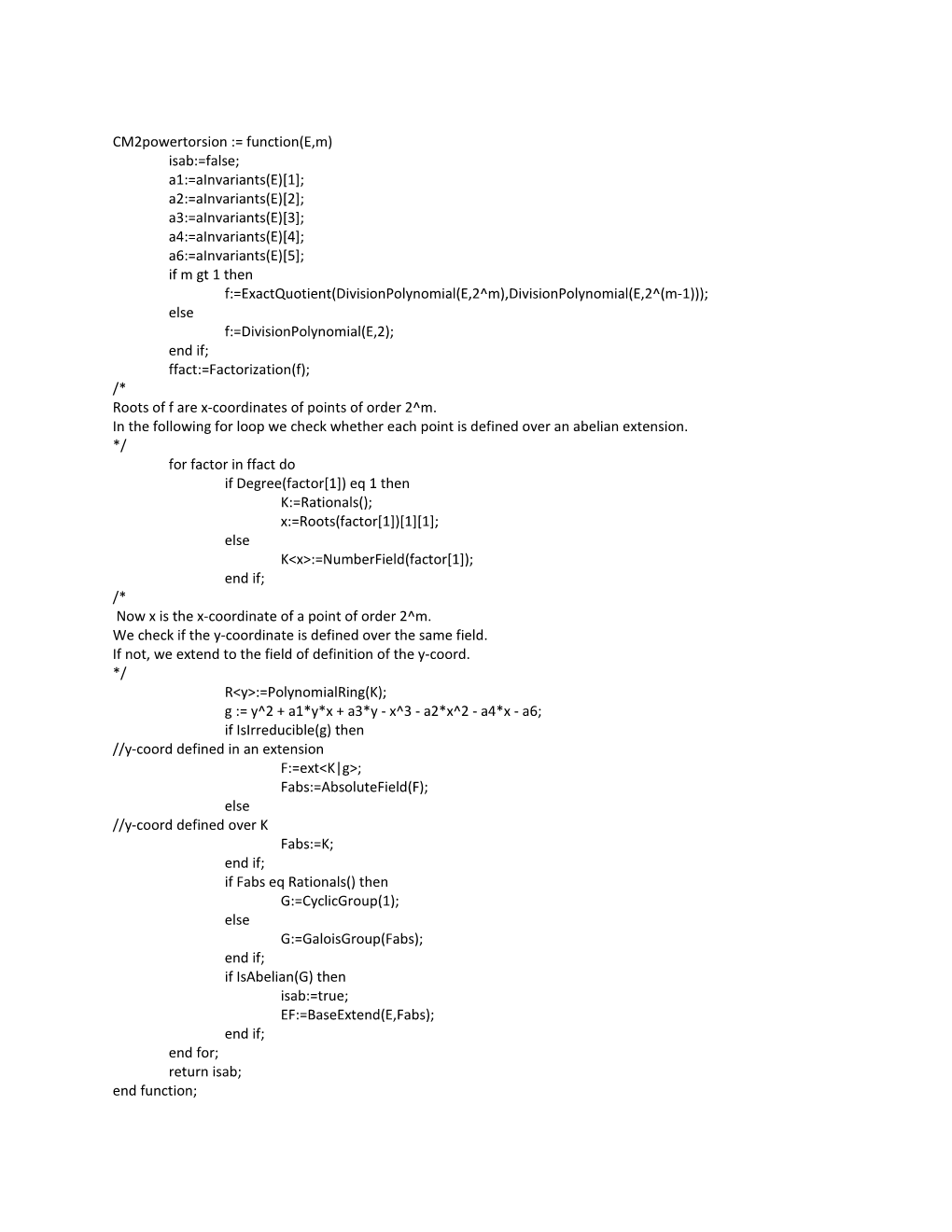 F:=Exactquotient(Divisionpolynomial(E,2 M),Divisionpolynomial(E,2 (M-1)));