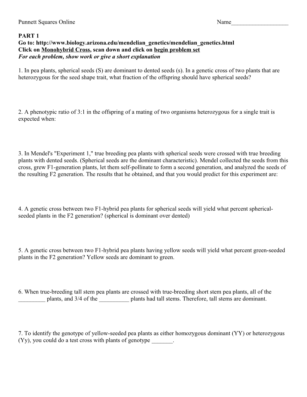 Punnett Squares Online