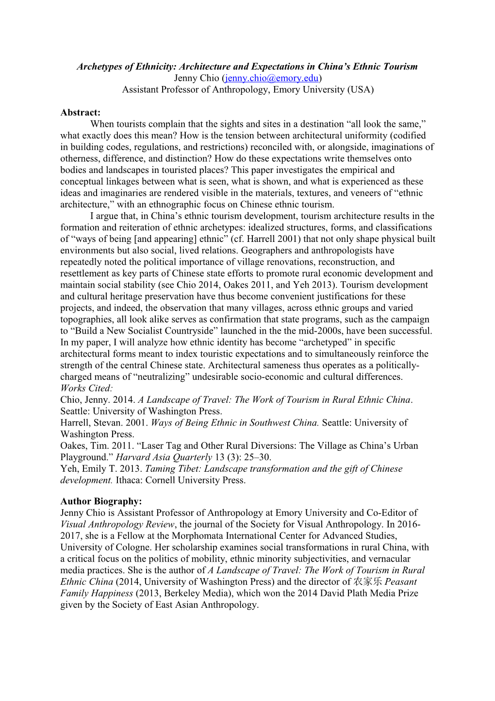 Archetypes of Ethnicity: Architecture and Expectations in China S Ethnic Tourism