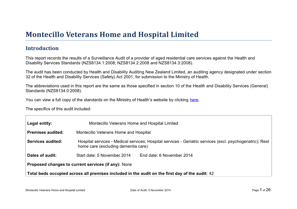 Montecillo Veterans Home and Hospital Limited