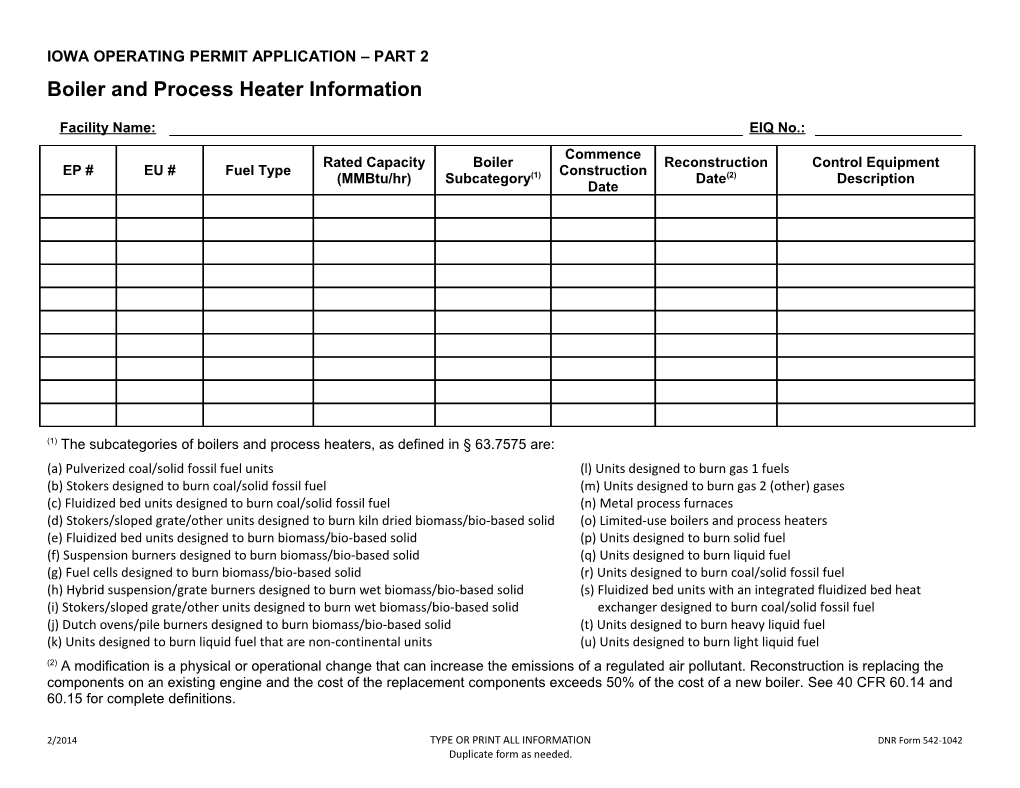 Iowa Operating Permit Application Part 2