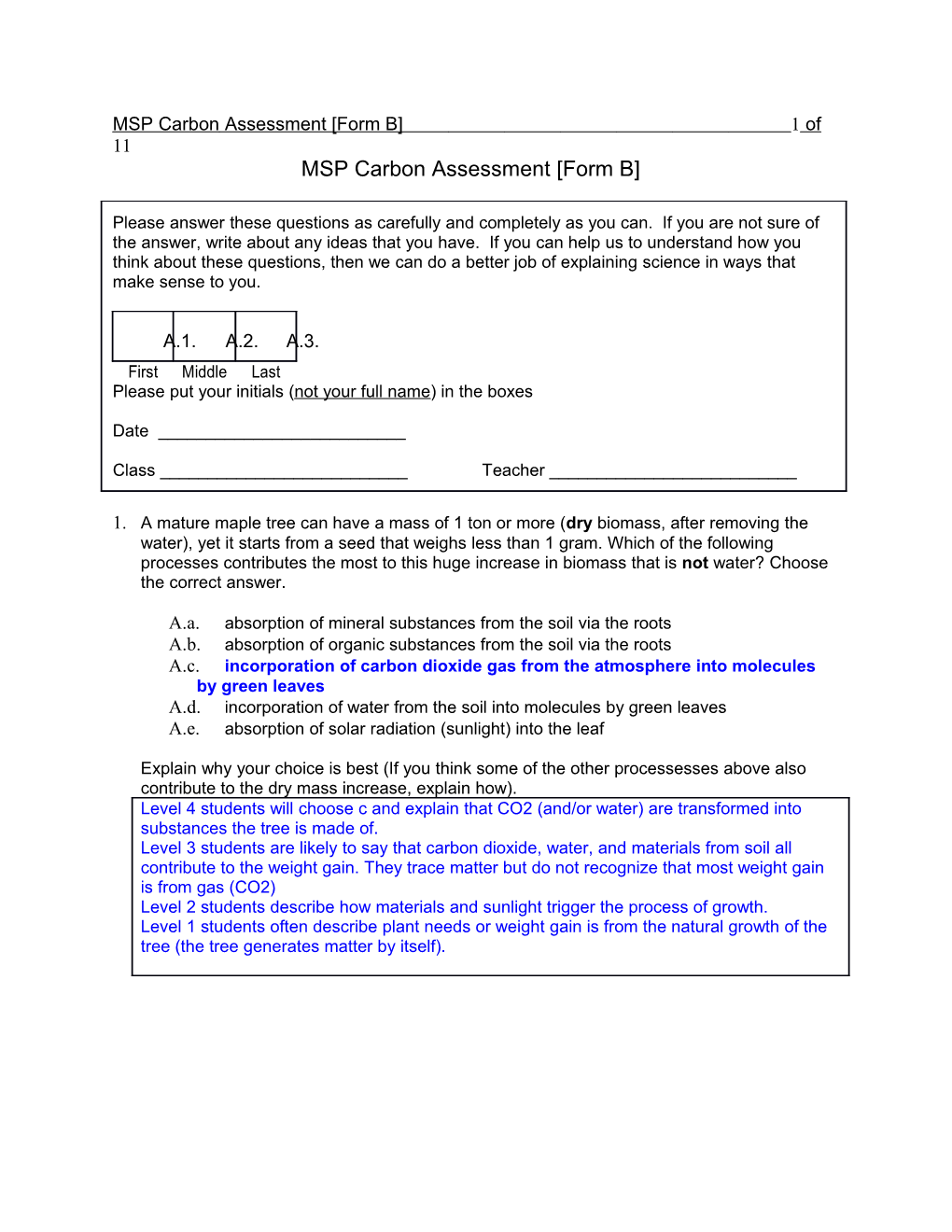 MSP Carbon Assessment Form B 10 of 10