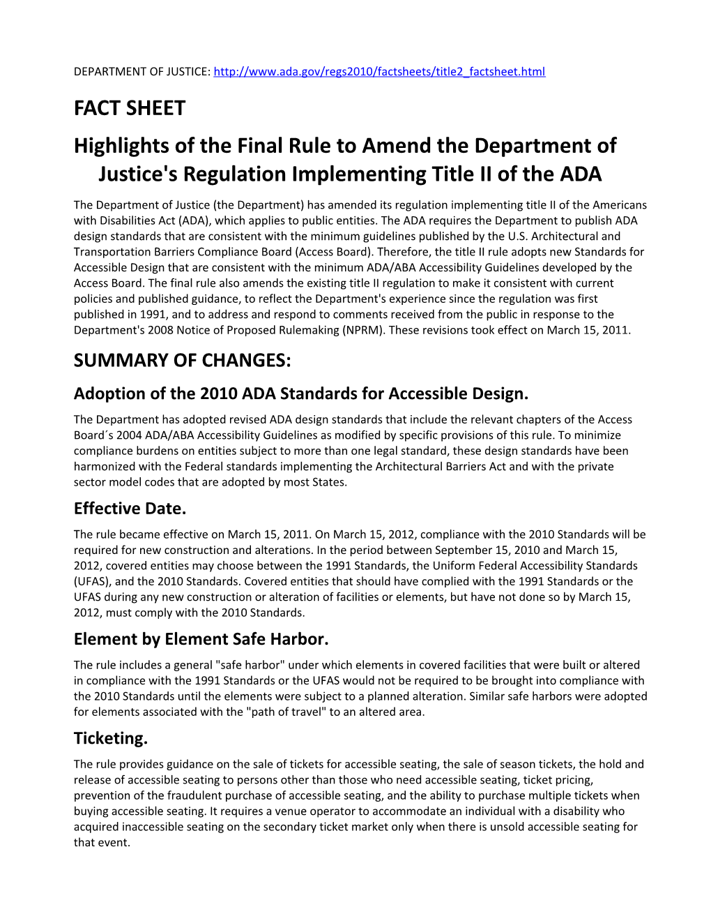 ADA Title II Factsheet, May 2013