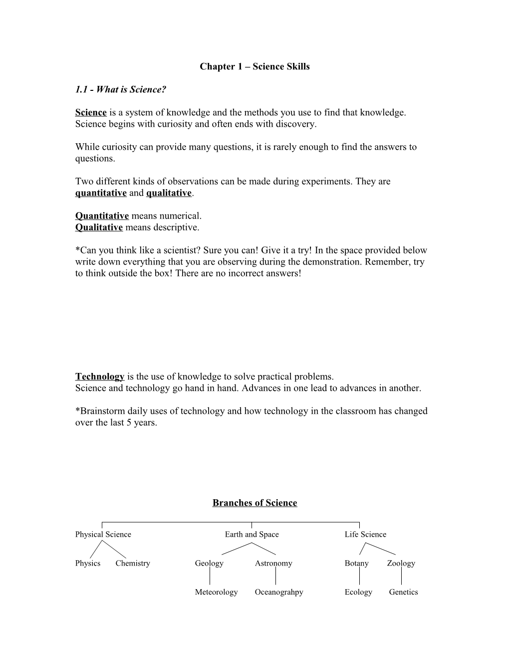 Chapter 1 Science Skills