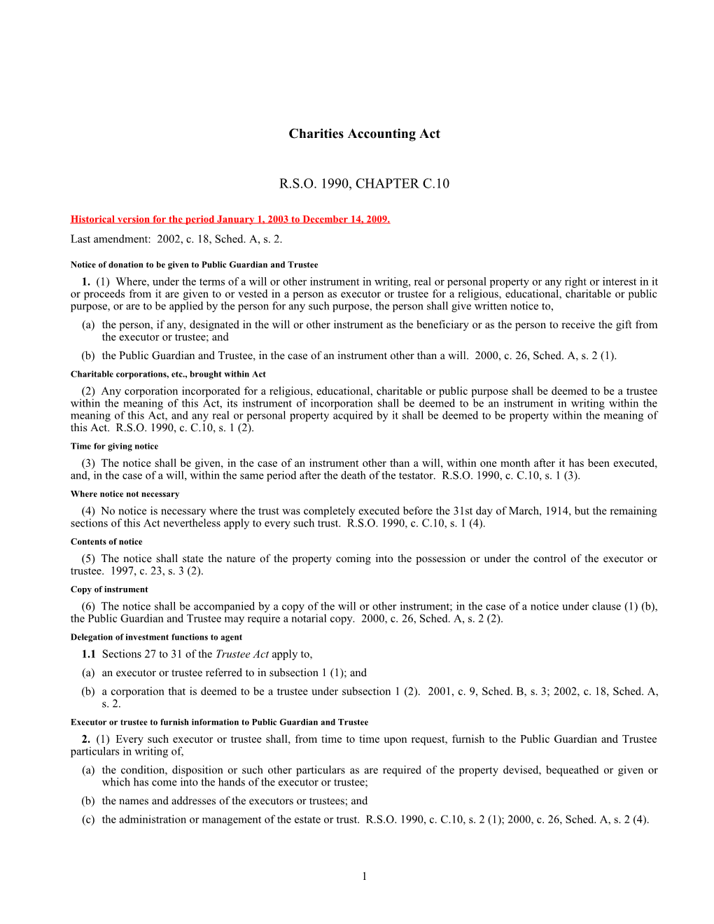 Charities Accounting Act, R.S.O. 1990, C. C.10