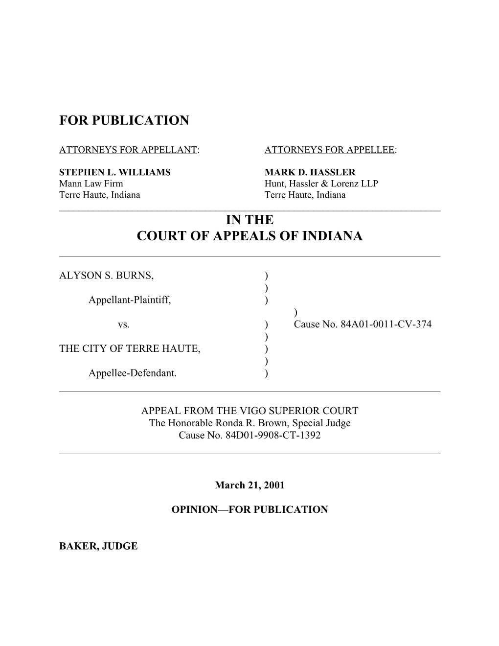 Attorneys for Appellant: Attorneys for Appellee s17