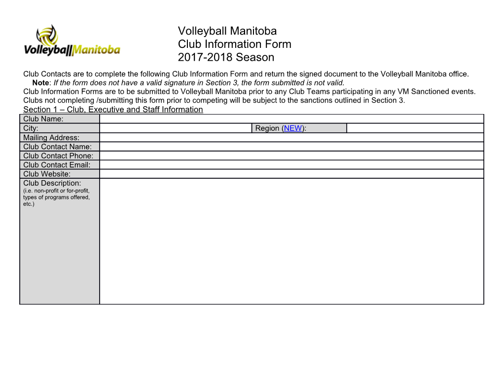 Section 1 Club, Executive and Staff Information