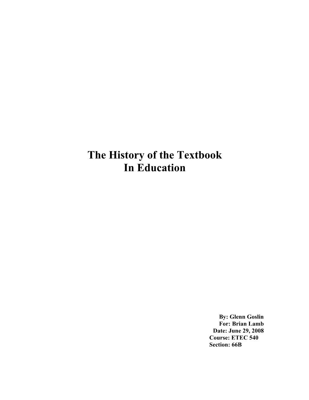 History of the Textbook