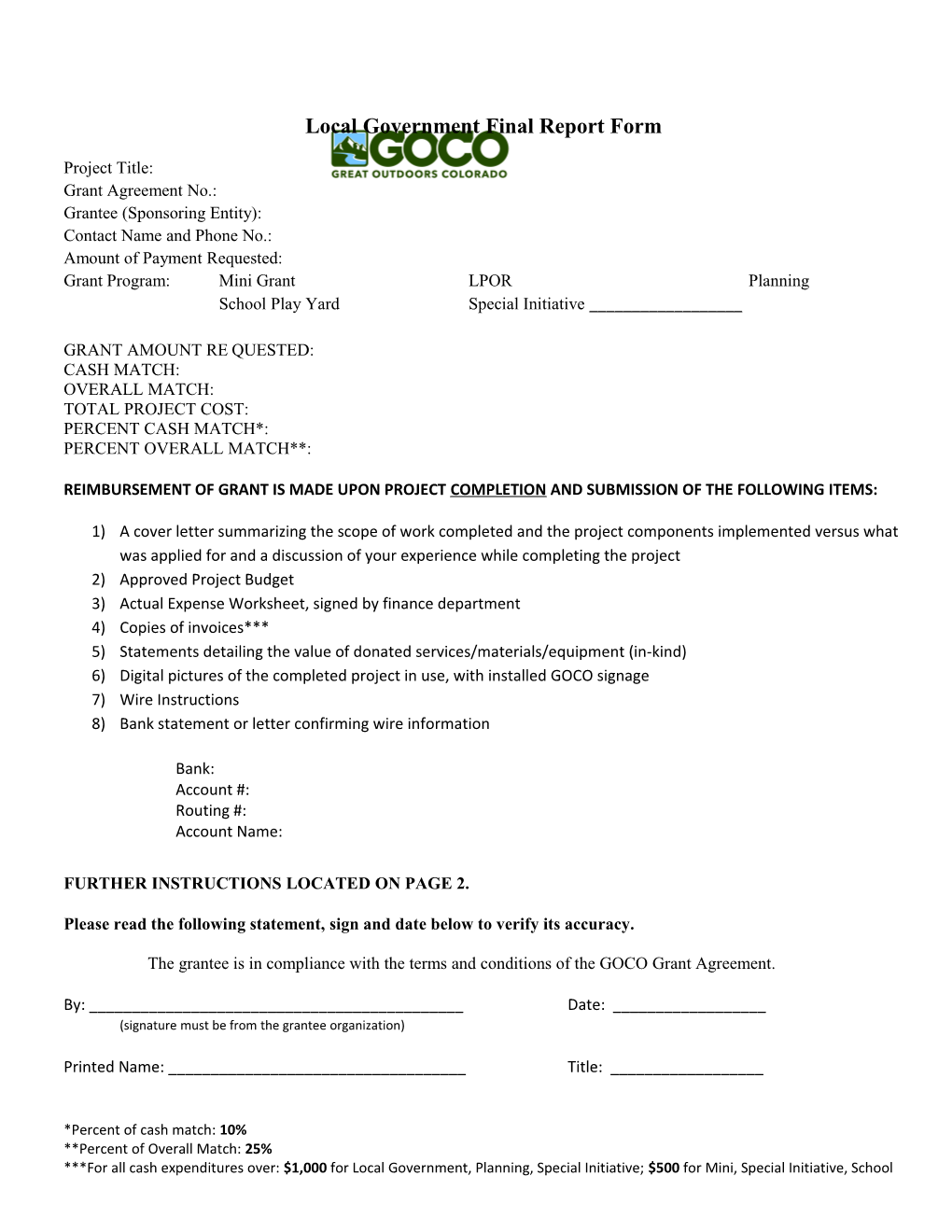 Local Government Final Report Form