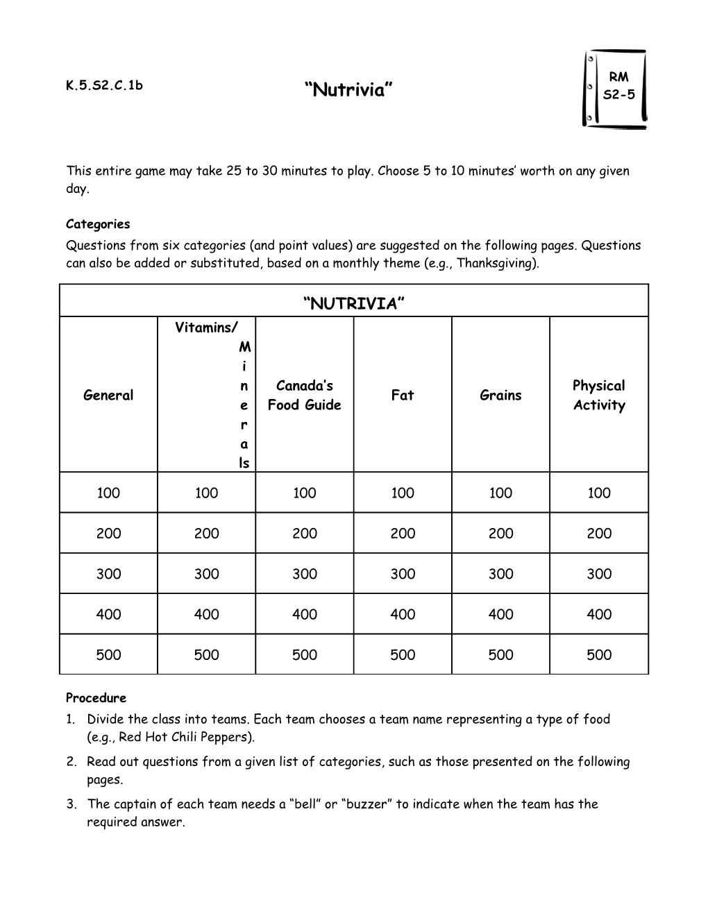 Read out Questions from a Given List Ofcategories, Such As Those Presented on the Following