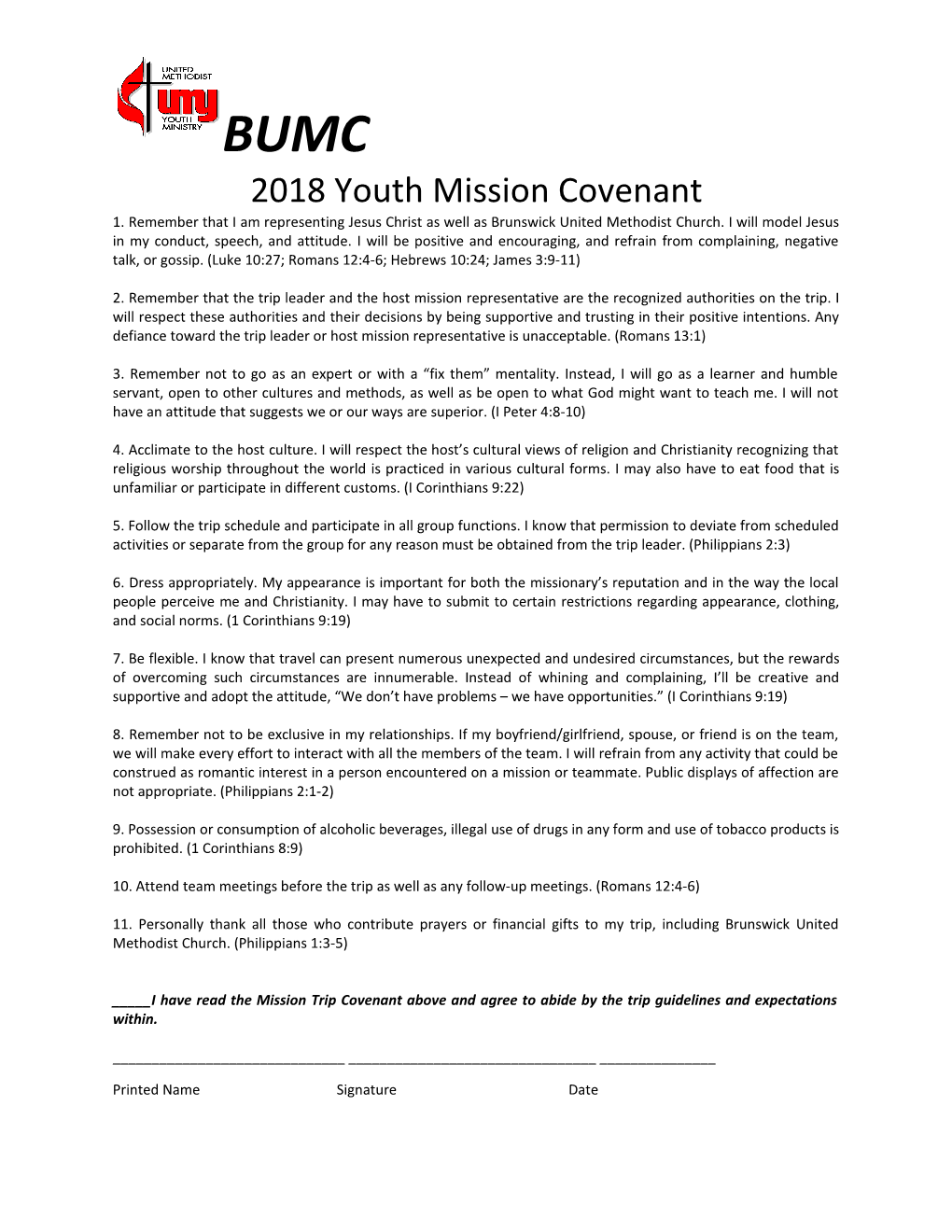 2018 Youth Mission Covenant