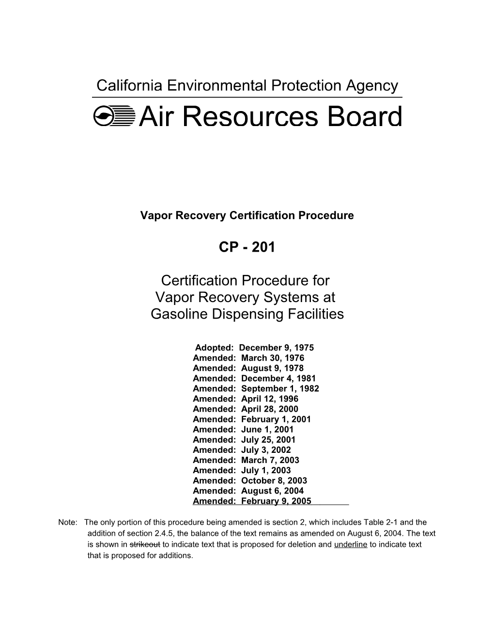 Vapor Recovery Certification Procedure
