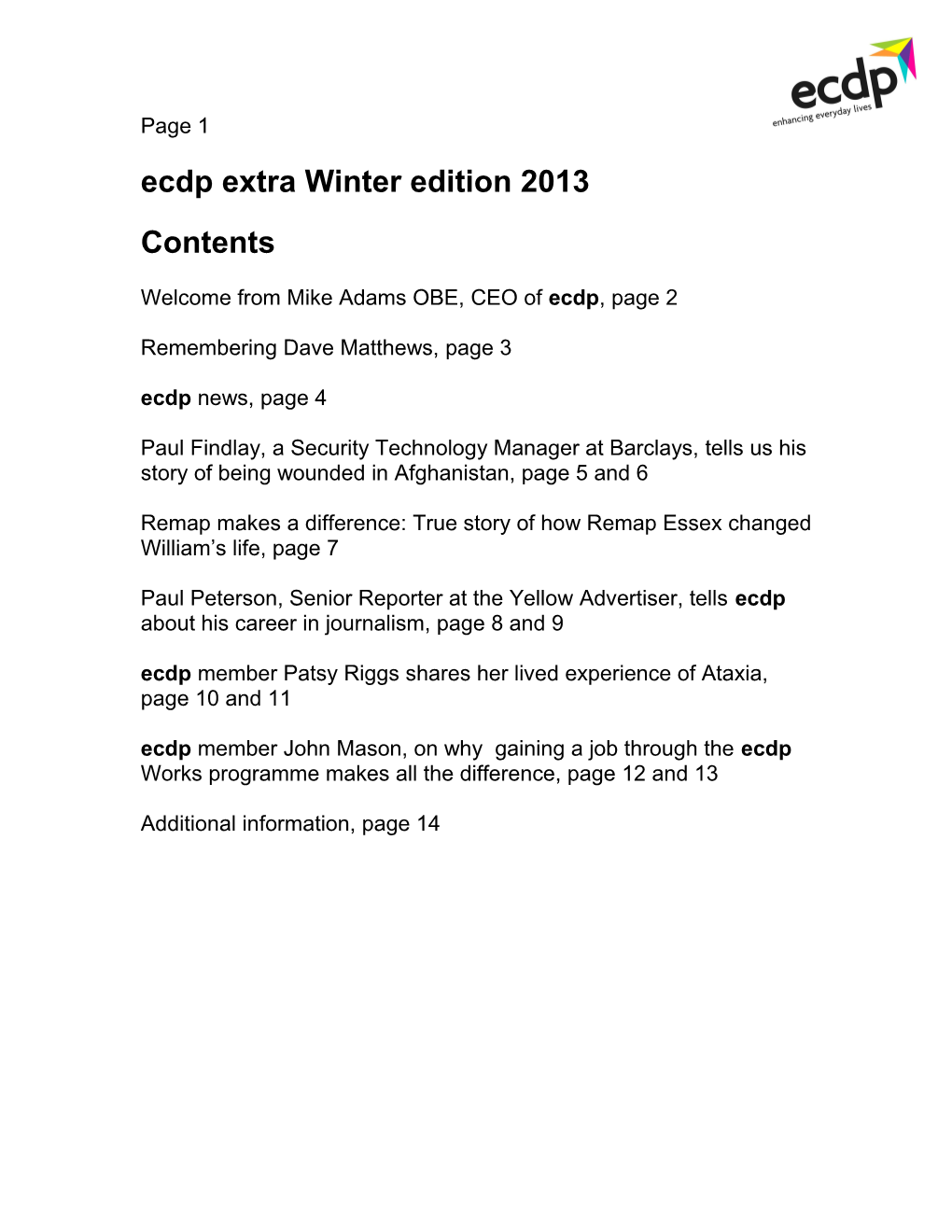 Ecdp Extra Winter Edition 2013