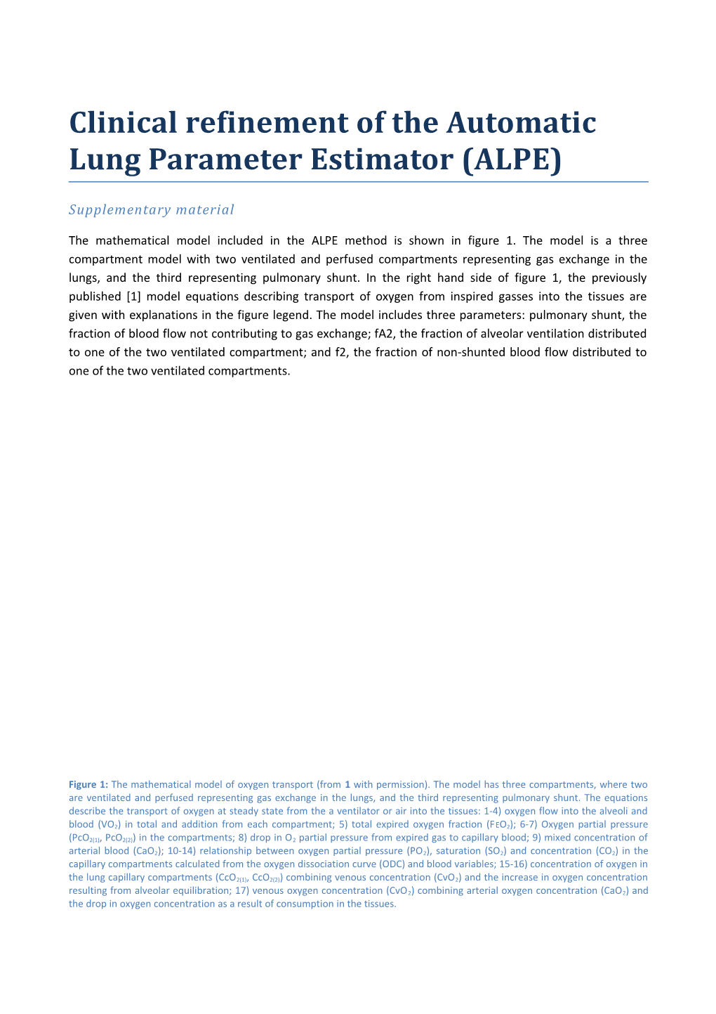 Clinical Refinement of the Automatic Lung Parameter Estimator (ALPE)