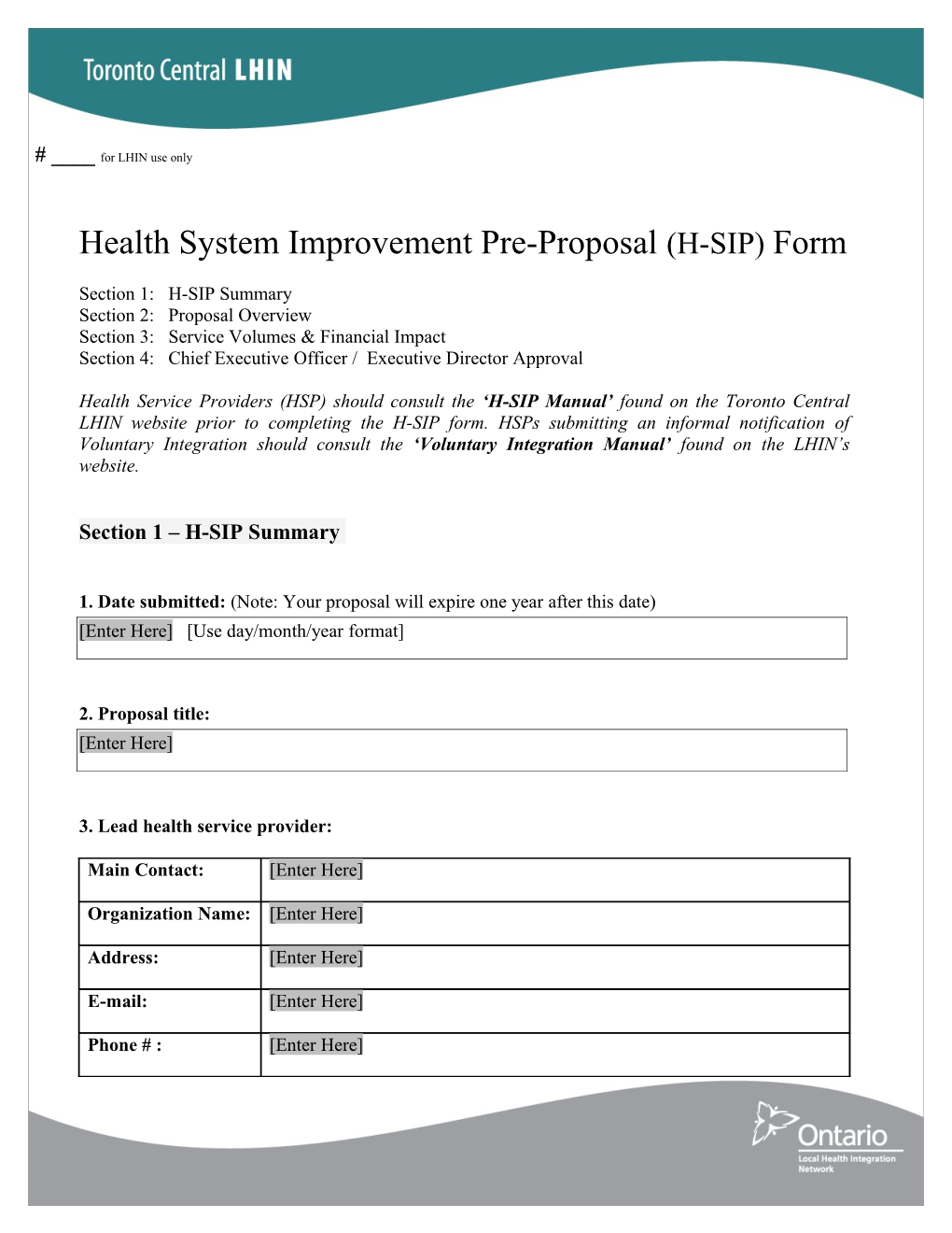 Health System Improvement Pre-Proposal Form