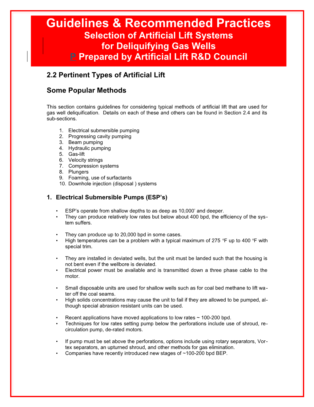 Selection of Artificial Lift Systems for Deliquifying Gas Wells Page 2 s2