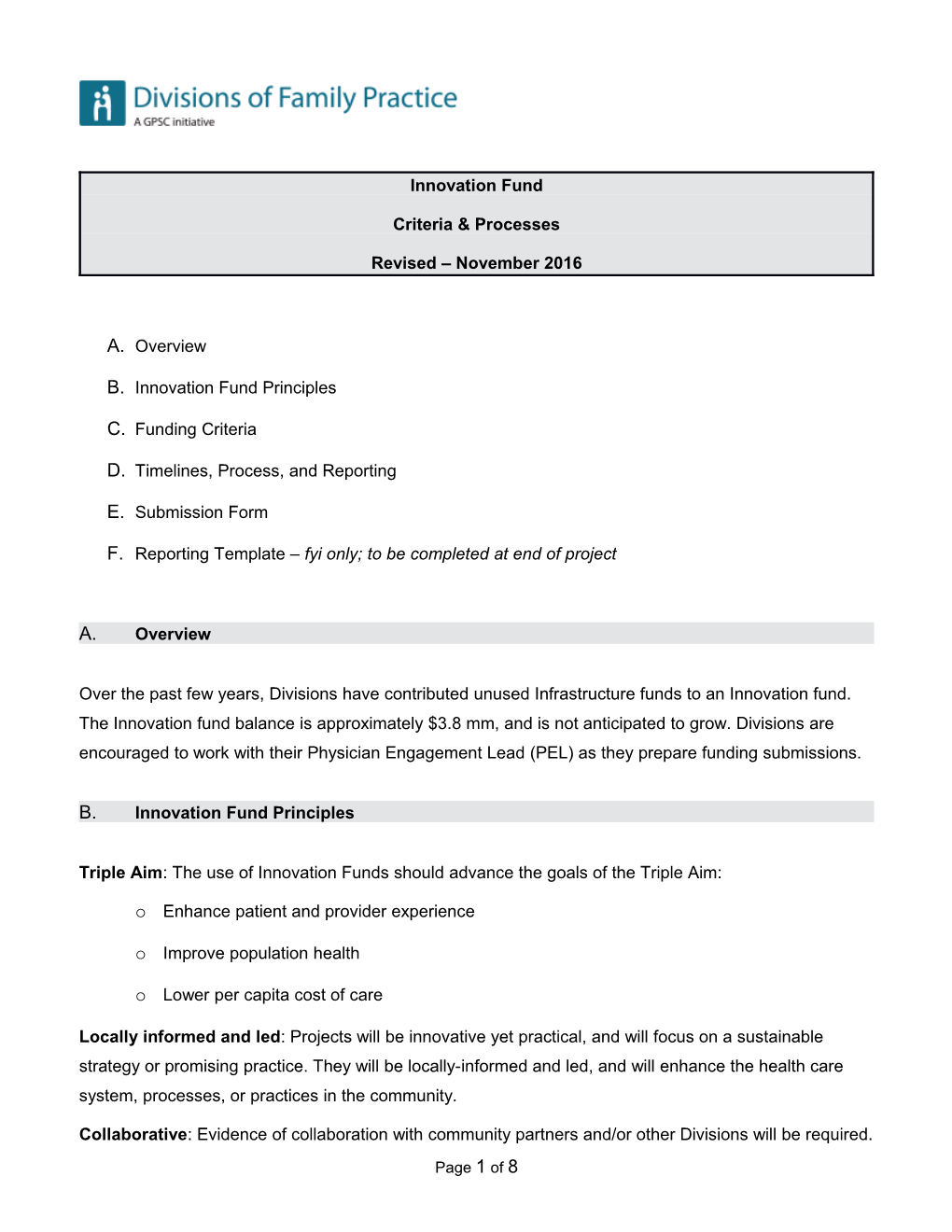 Criteria & Processes